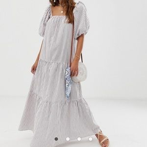 ASOS tiered maxi dress with puff sleeve